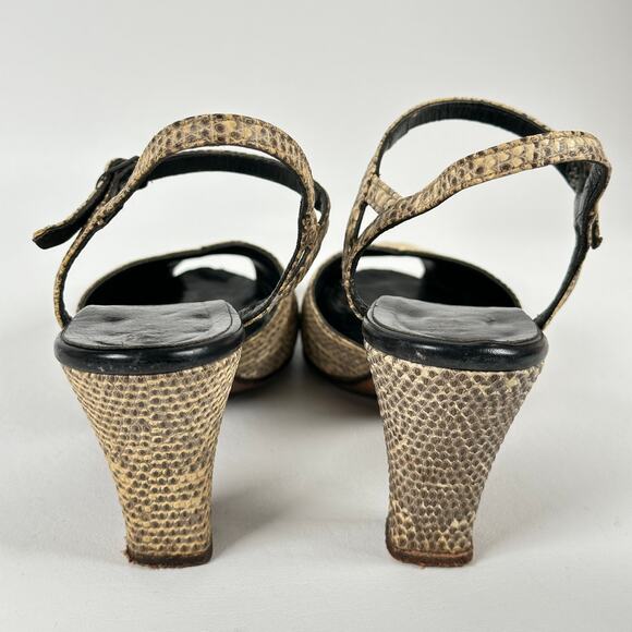 Vintage 1950s Reptile Peep-Toe Sandals by L'aiglon Custom Made Size 6.5 N - Picture 8 of 10